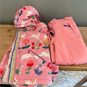Mini Biden Pink Floral and Bunny Print Snowsuit Set